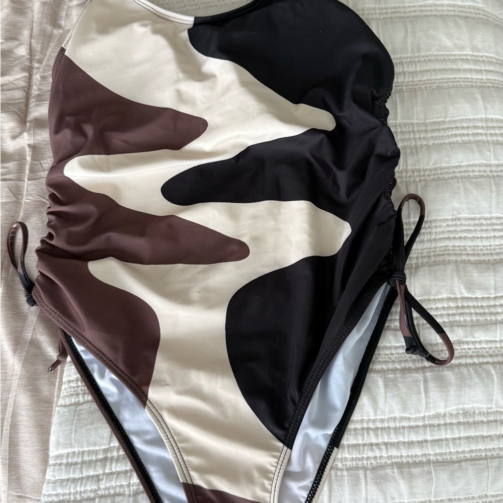 Women’s Brown & Black Abstract One-Piece Swimsuit